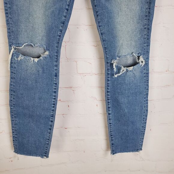 Mother Denim High Waisted Looker Ankle Fray Shoot To Thrill Destroyed Jeans 27 - Picture 8 of 16